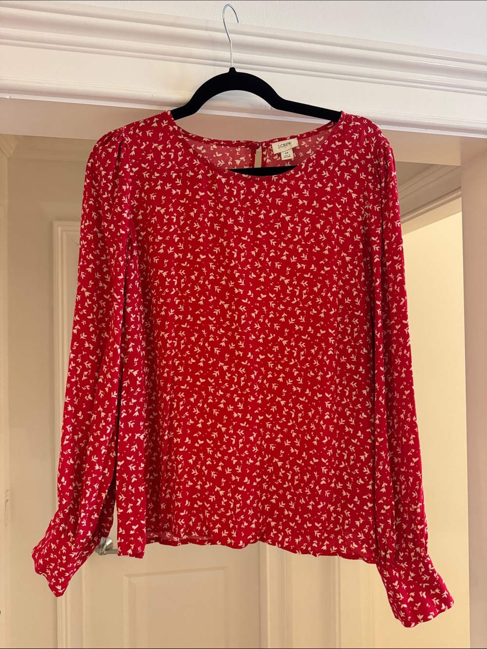 J. Crew Red Floral Long-Sleeve Blouse